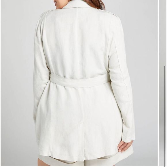 Lane Bryant Womens Belted Linen Jacket Sz 16 Utility Unstructured Beige Relaxed - Picture 2 of 16